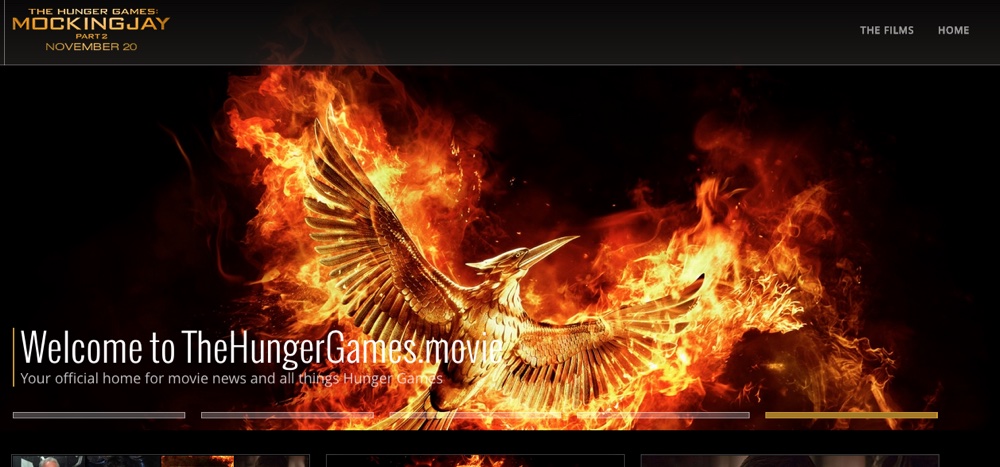 thehungergames.movie being prominently advertised on the site