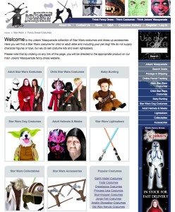 StarWars.co.uk currently points to a page on the site selling Star Wars