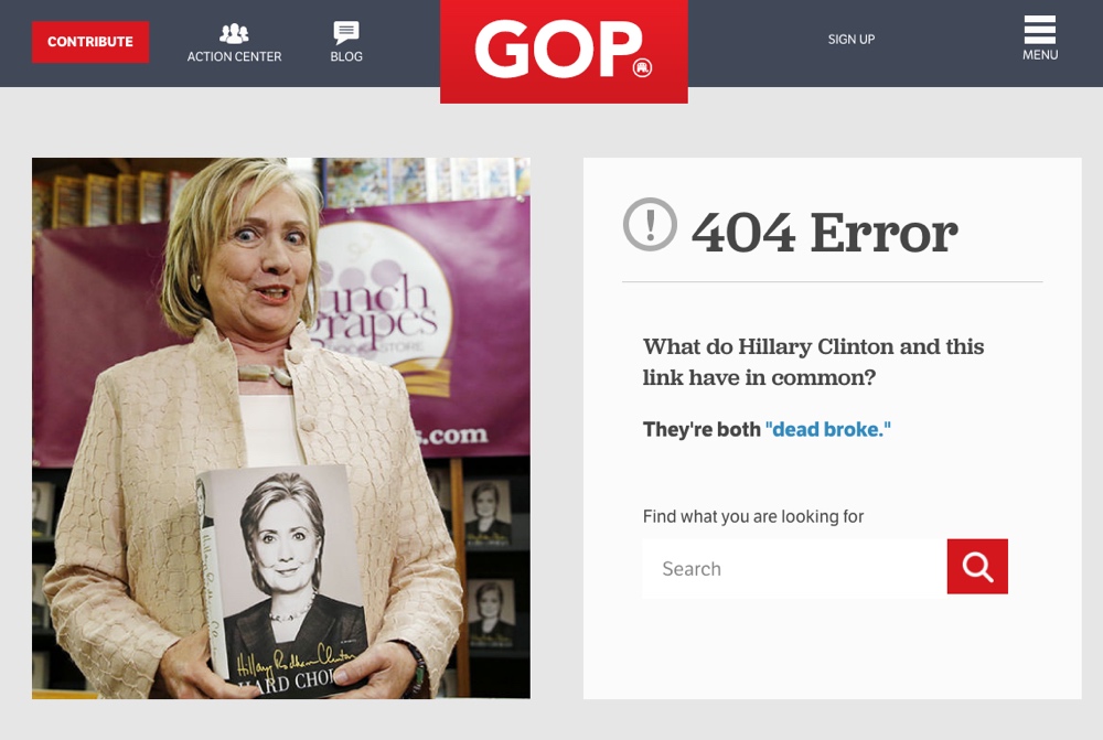 The GOP's 404 page