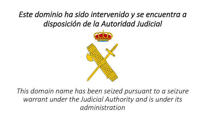 Domain seized by Spanish government