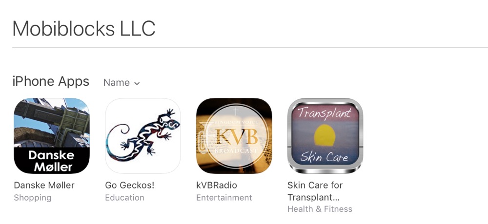 Mobiblocks LLC apps in the Apple iTunes app store