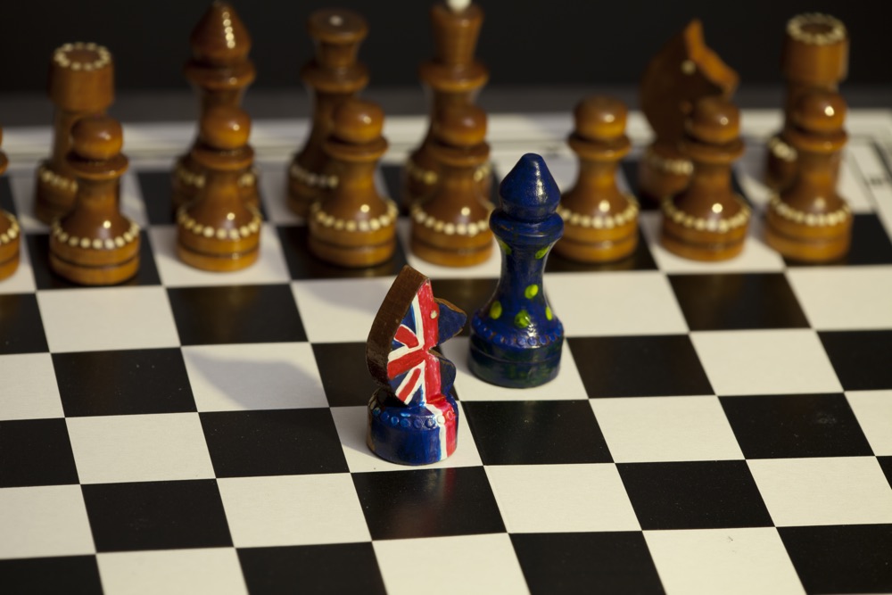 chess game Great Britain and the European Union, Brexit British and European confrontation